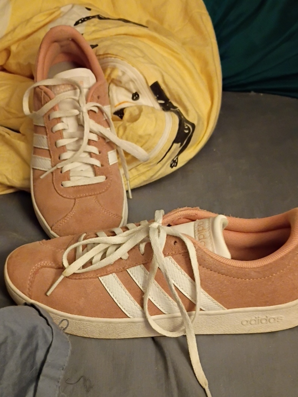 adidas Soft Pink Suede Sneakers with White Stripes SZ7